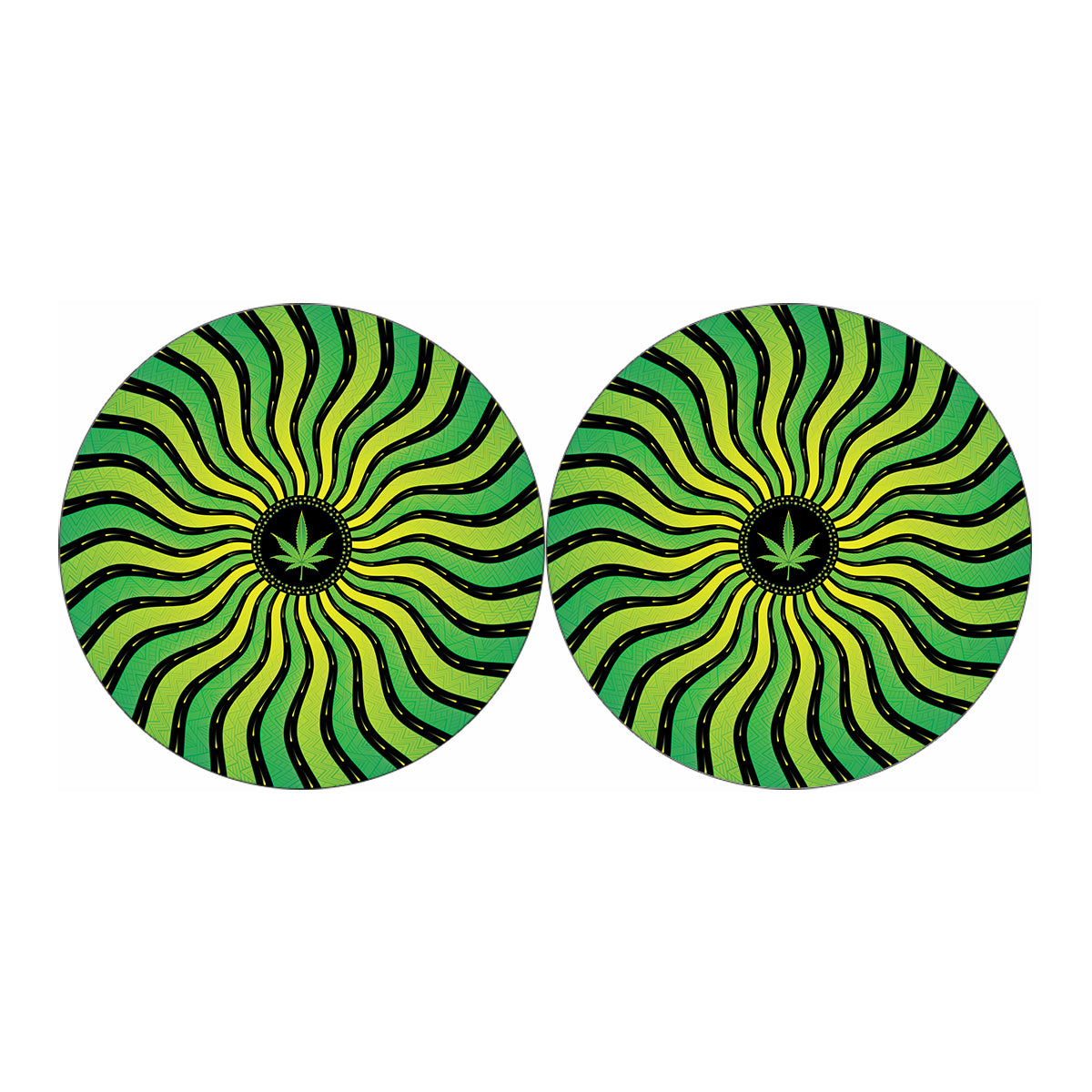 Psychedelic Cannabis Leaf Print Car Coasters