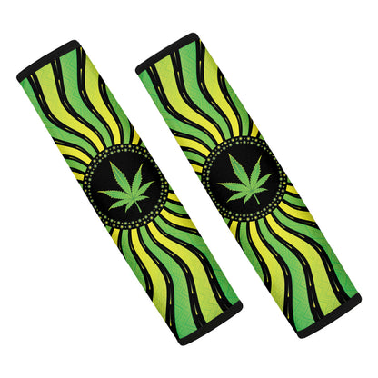 Psychedelic Cannabis Leaf Print Car Seat Belt Covers