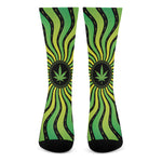 Psychedelic Cannabis Leaf Print Crew Socks