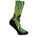 Psychedelic Cannabis Leaf Print Crew Socks
