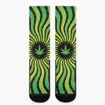 Psychedelic Cannabis Leaf Print Crew Socks