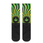 Psychedelic Cannabis Leaf Print Crew Socks