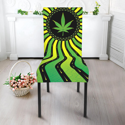 Psychedelic Cannabis Leaf Print Dining Chair Slipcover