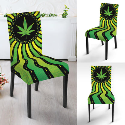 Psychedelic Cannabis Leaf Print Dining Chair Slipcover