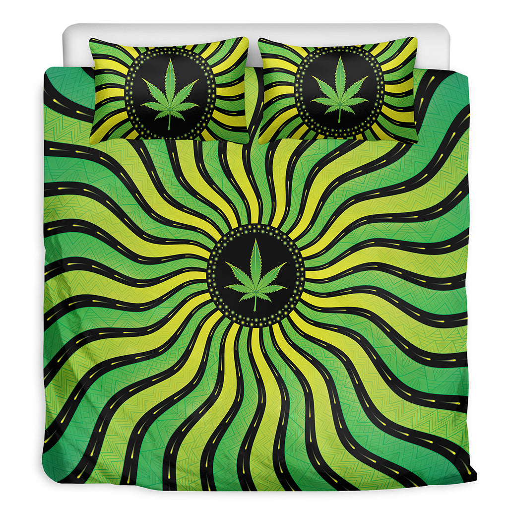 Psychedelic Cannabis Leaf Print Duvet Cover Bedding Set