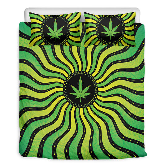 Psychedelic Cannabis Leaf Print Duvet Cover Bedding Set