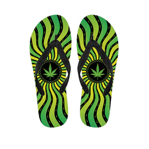 Psychedelic Cannabis Leaf Print Flip Flops