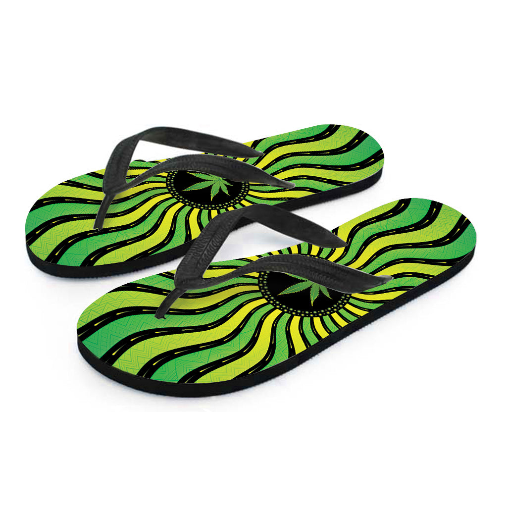 Psychedelic Cannabis Leaf Print Flip Flops