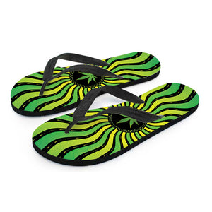 Psychedelic Cannabis Leaf Print Flip Flops