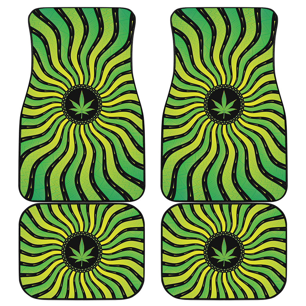 Psychedelic Cannabis Leaf Print Front and Back Car Floor Mats