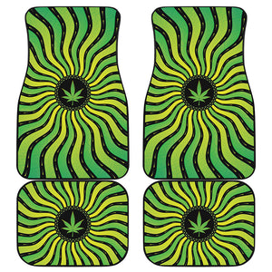 Psychedelic Cannabis Leaf Print Front and Back Car Floor Mats