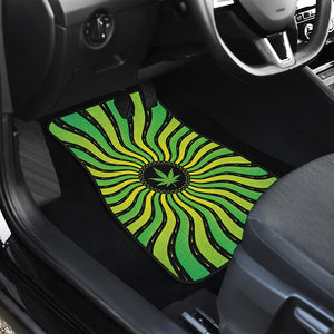 Psychedelic Cannabis Leaf Print Front and Back Car Floor Mats