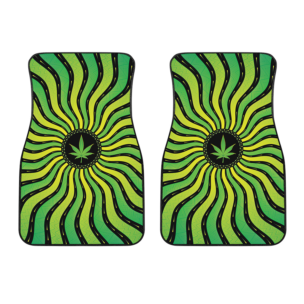 Psychedelic Cannabis Leaf Print Front Car Floor Mats