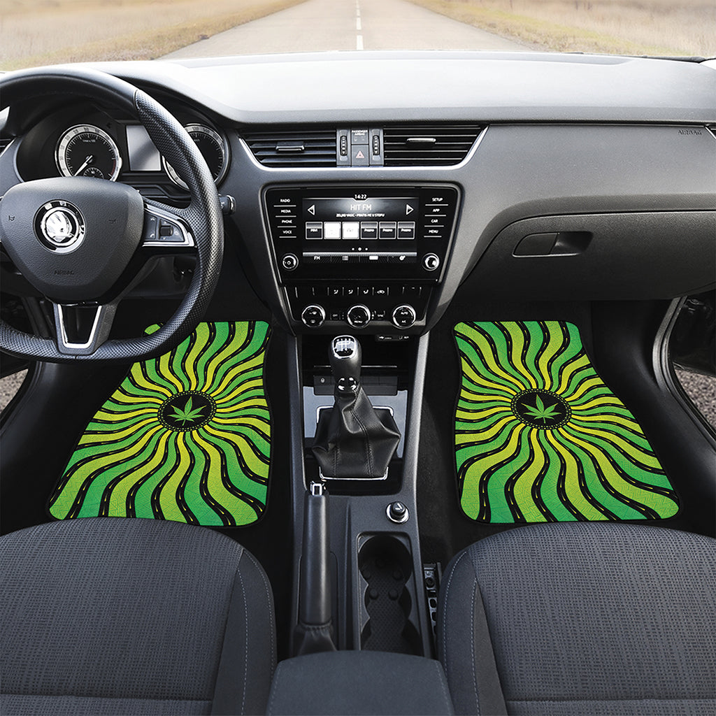 Psychedelic Cannabis Leaf Print Front Car Floor Mats