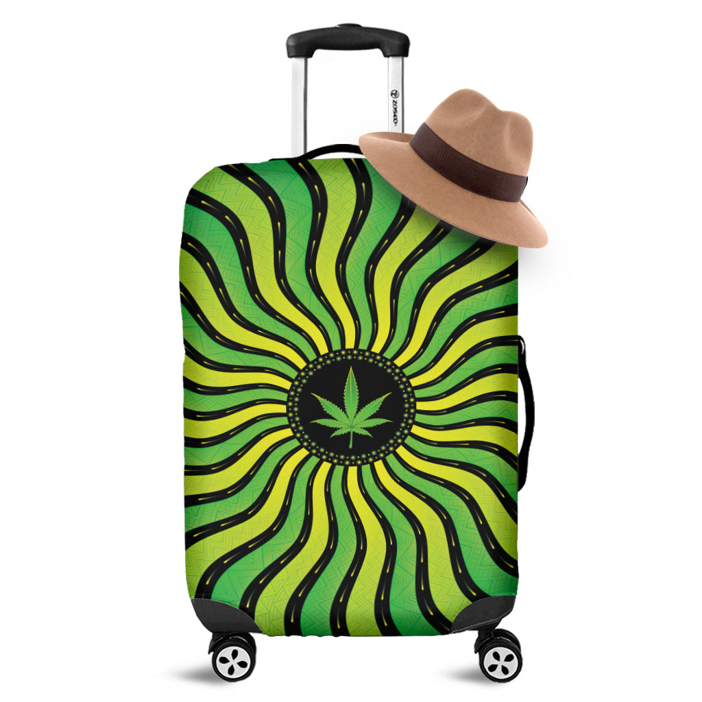 Psychedelic Cannabis Leaf Print Luggage Cover