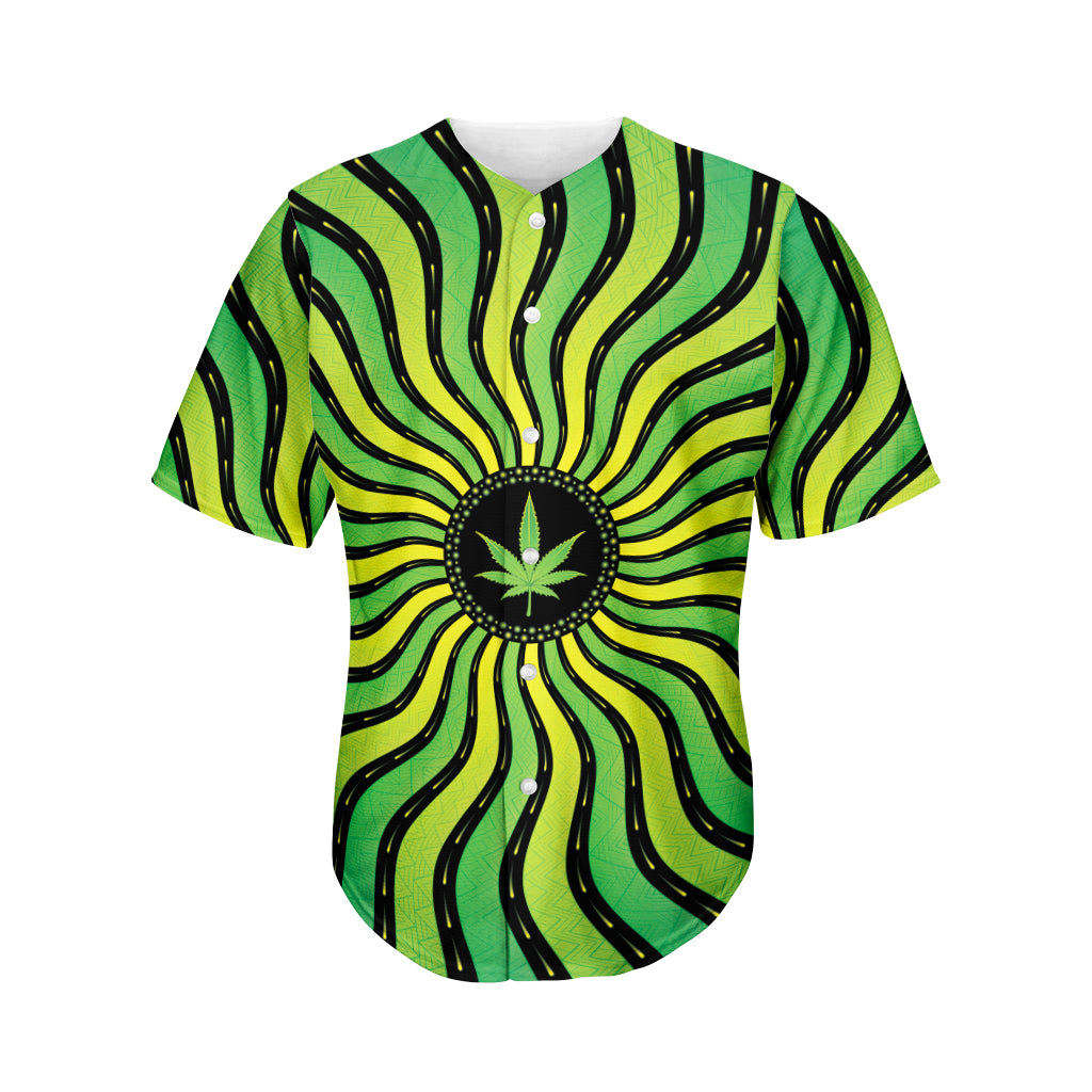 Psychedelic Cannabis Leaf Print Men's Baseball Jersey