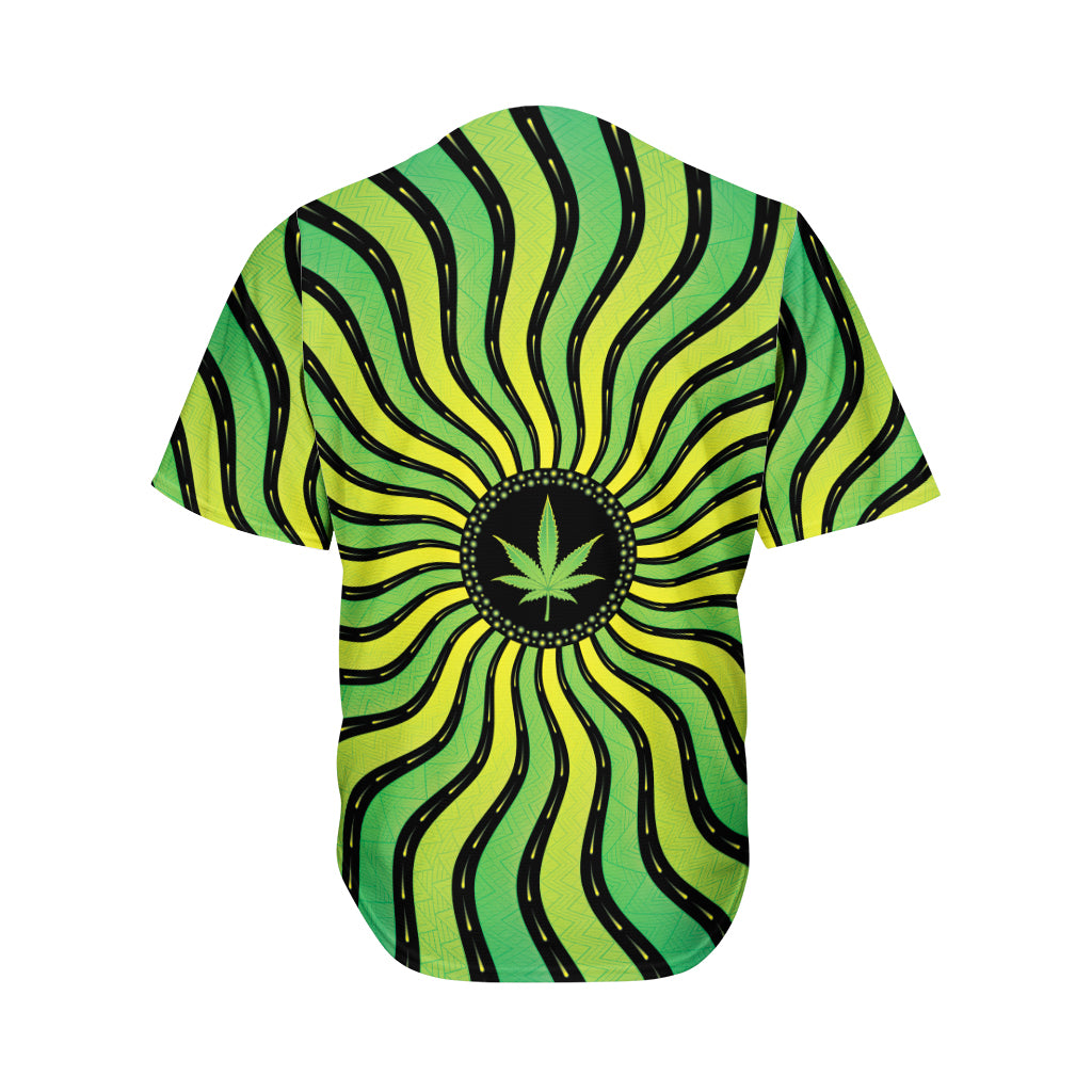 Psychedelic Cannabis Leaf Print Men's Baseball Jersey