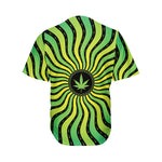 Psychedelic Cannabis Leaf Print Men's Baseball Jersey