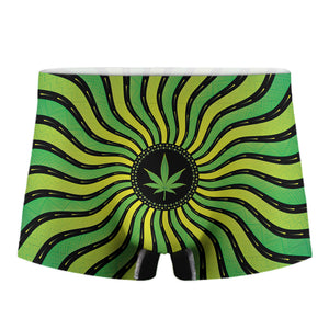 Psychedelic Cannabis Leaf Print Men's Boxer Briefs