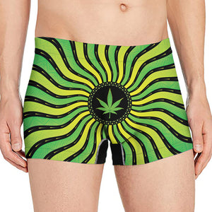 Psychedelic Cannabis Leaf Print Men's Boxer Briefs