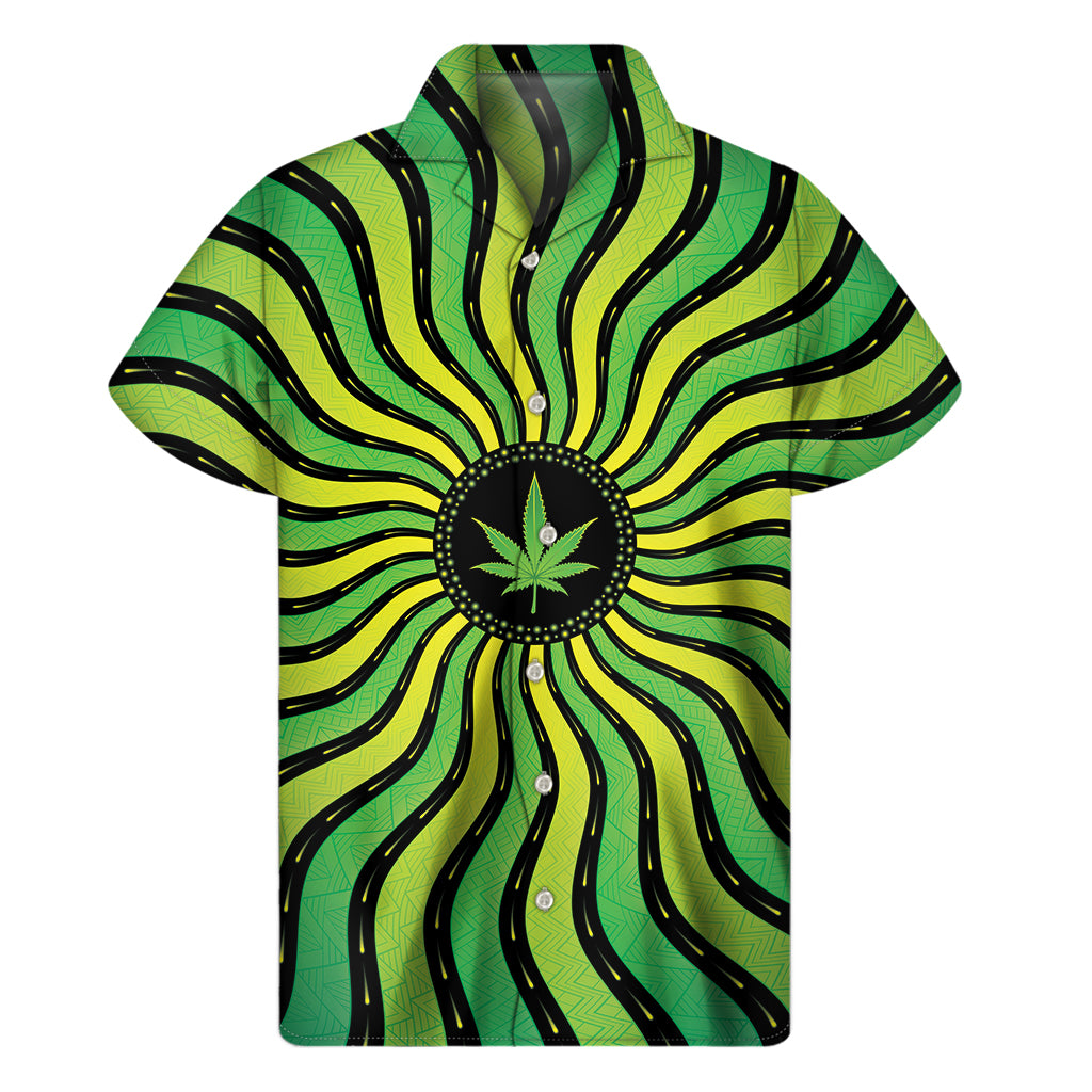 Psychedelic Cannabis Leaf Print Men's Short Sleeve Shirt