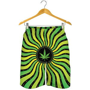 Psychedelic Cannabis Leaf Print Men's Shorts