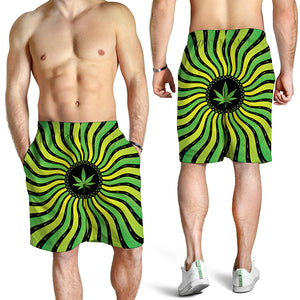 Psychedelic Cannabis Leaf Print Men's Shorts