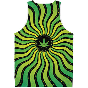 Psychedelic Cannabis Leaf Print Men's Tank Top