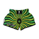 Psychedelic Cannabis Leaf Print Muay Thai Boxing Shorts