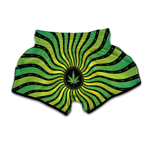 Psychedelic Cannabis Leaf Print Muay Thai Boxing Shorts