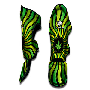 Psychedelic Cannabis Leaf Print Muay Thai Shin Guard