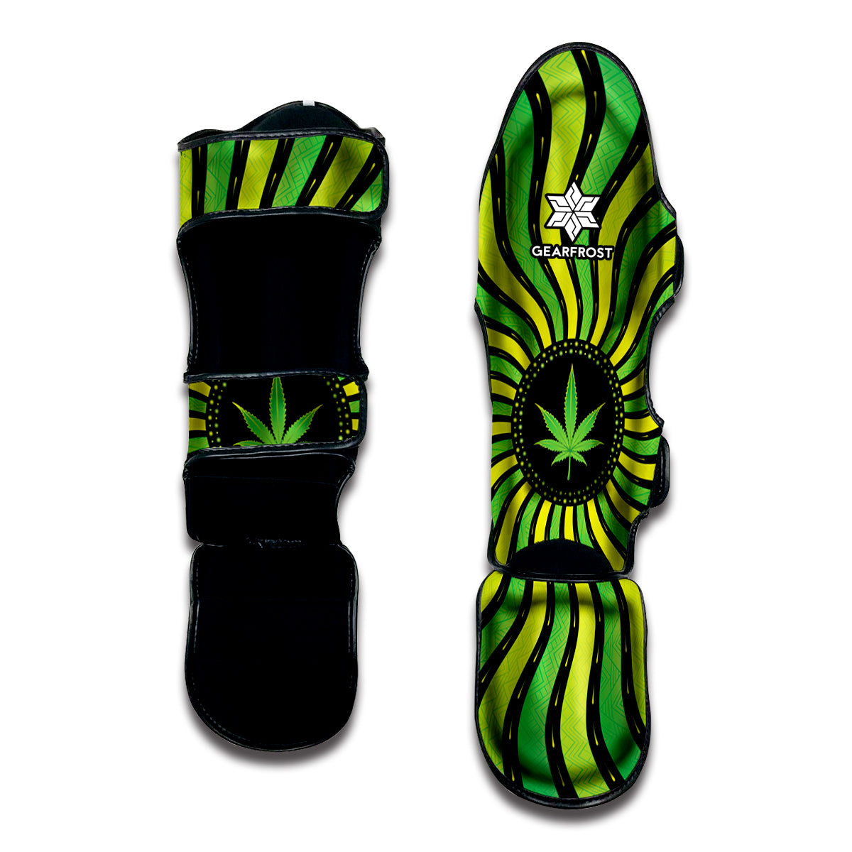 Psychedelic Cannabis Leaf Print Muay Thai Shin Guard