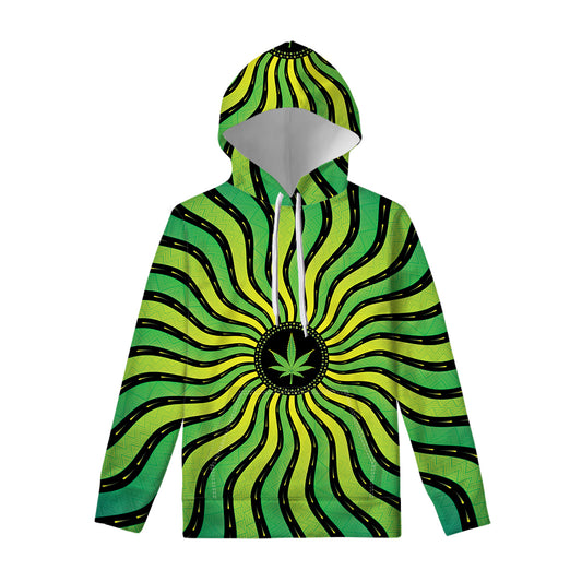 Psychedelic Cannabis Leaf Print Pullover Hoodie