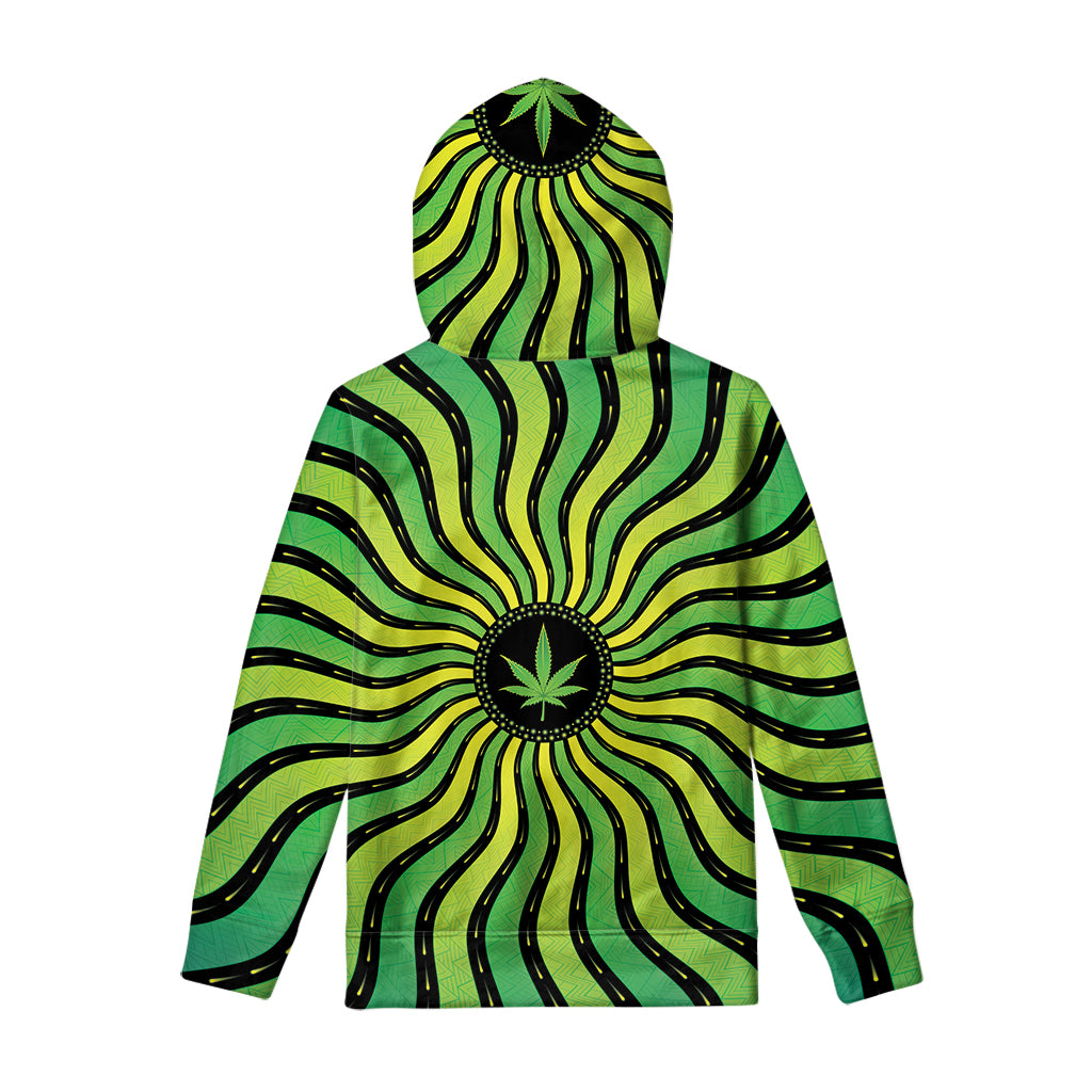 Psychedelic Cannabis Leaf Print Pullover Hoodie