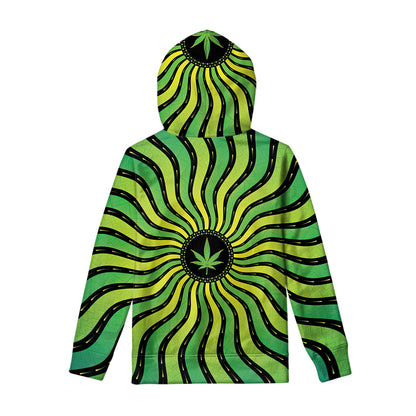 Psychedelic Cannabis Leaf Print Pullover Hoodie