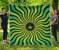 Psychedelic Cannabis Leaf Print Quilt
