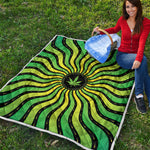 Psychedelic Cannabis Leaf Print Quilt