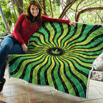 Psychedelic Cannabis Leaf Print Quilt