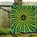 Psychedelic Cannabis Leaf Print Quilt