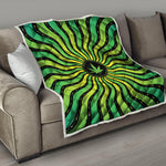 Psychedelic Cannabis Leaf Print Quilt