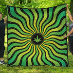 Psychedelic Cannabis Leaf Print Quilt