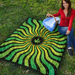 Psychedelic Cannabis Leaf Print Quilt