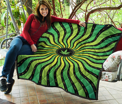 Psychedelic Cannabis Leaf Print Quilt