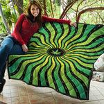 Psychedelic Cannabis Leaf Print Quilt