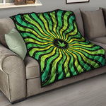 Psychedelic Cannabis Leaf Print Quilt