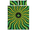 Psychedelic Cannabis Leaf Print Quilt Bed Set