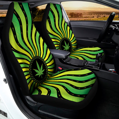 Psychedelic Cannabis Leaf Print Universal Fit Car Seat Covers