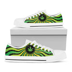 Psychedelic Cannabis Leaf Print White Low Top Shoes