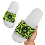 Psychedelic Cannabis Leaf Print White Slide Sandals