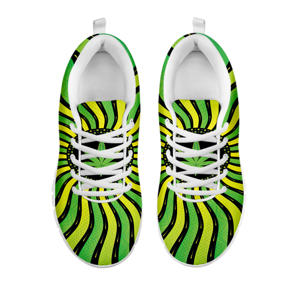 Psychedelic Cannabis Leaf Print White Sneakers